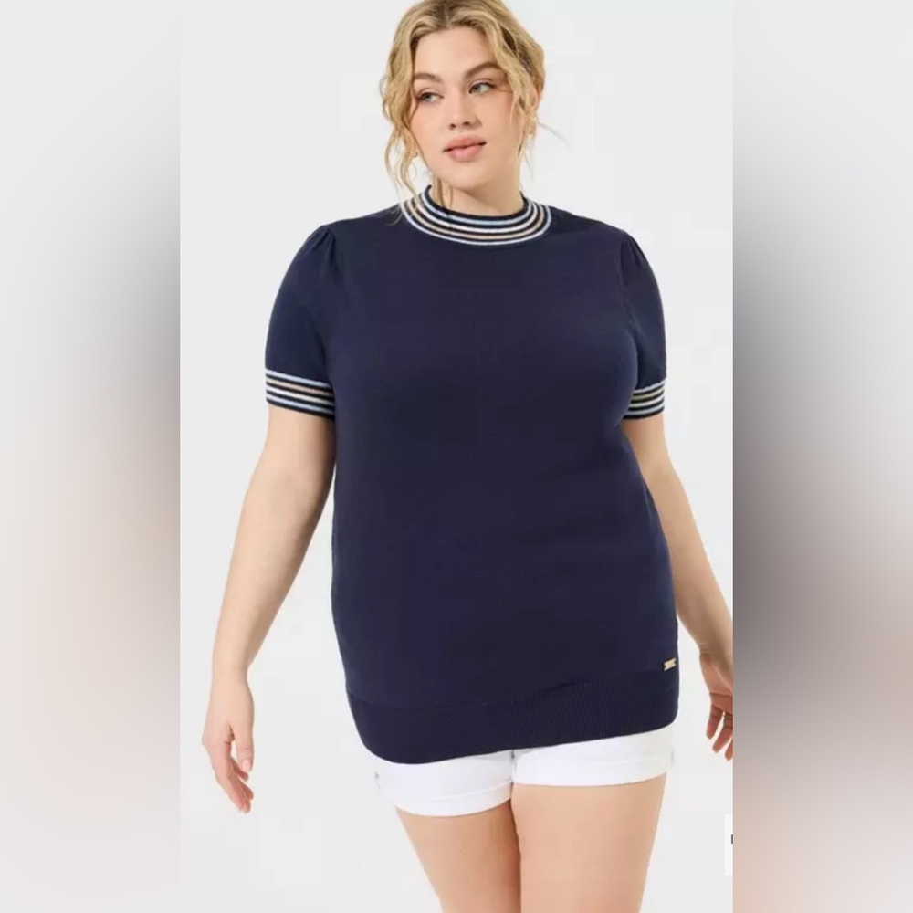 Torrid x Marilyn Monroe Mock Neck Sweater Top - Peacoat Blue Size 2 / 2X (18-20)